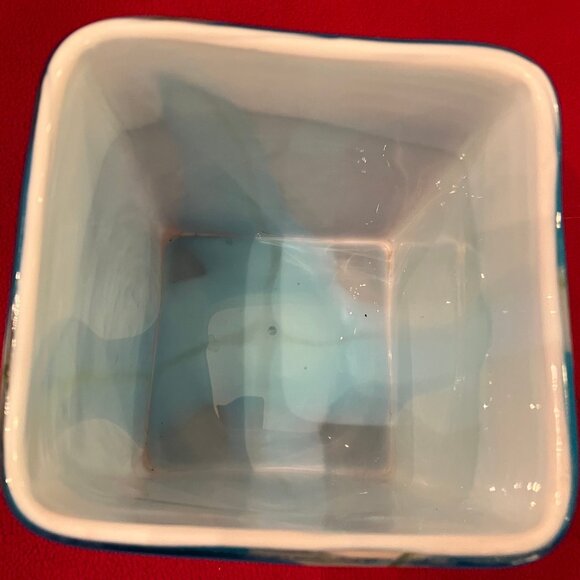 Fused Glass Turquoise Rectangular Plant Holder - Picture 4 of 8